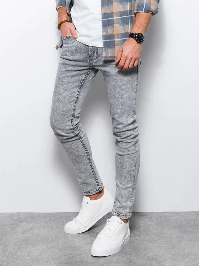 Pantaloni din denim pentru bărbați SKINNY FIT - gri V1 P1062