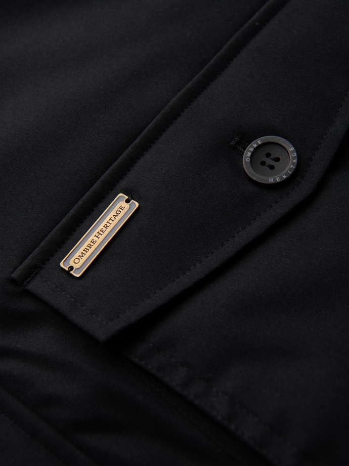 Elegantní pánská parka s kapsami a kapucí - černá V1 OM-JAPJ-0287