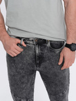 Pantaloni bărbătești slim fit din denim cu cusături la genunchi - gri V3 OM-PADP-0109