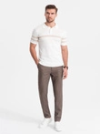 Men's classic chino SLIM FIT pants - dark beige V2 OM-PACP-0182