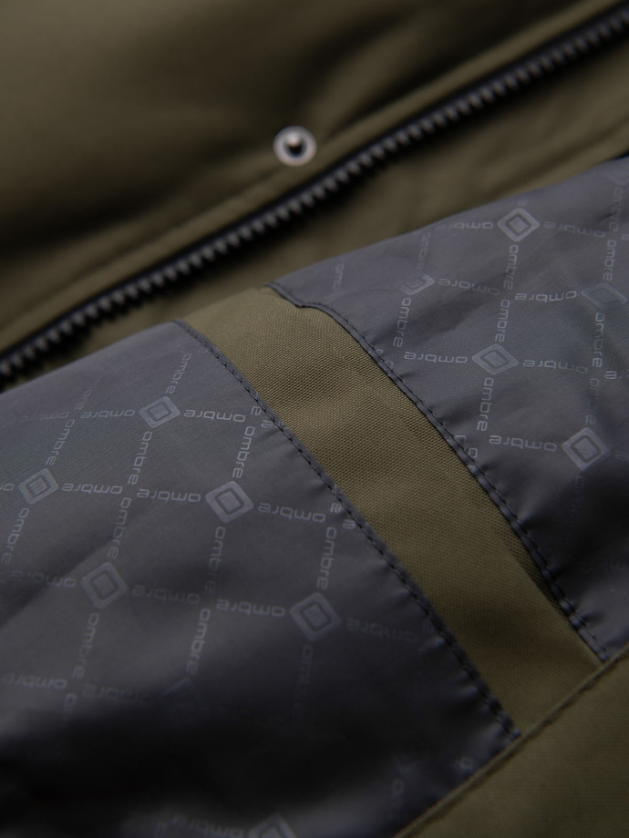 Jachetă de iarnă pentru bărbați Alaskan cu blană detașabilă de la glugă - verde-oliv închis V3 OM-JALJ-0148