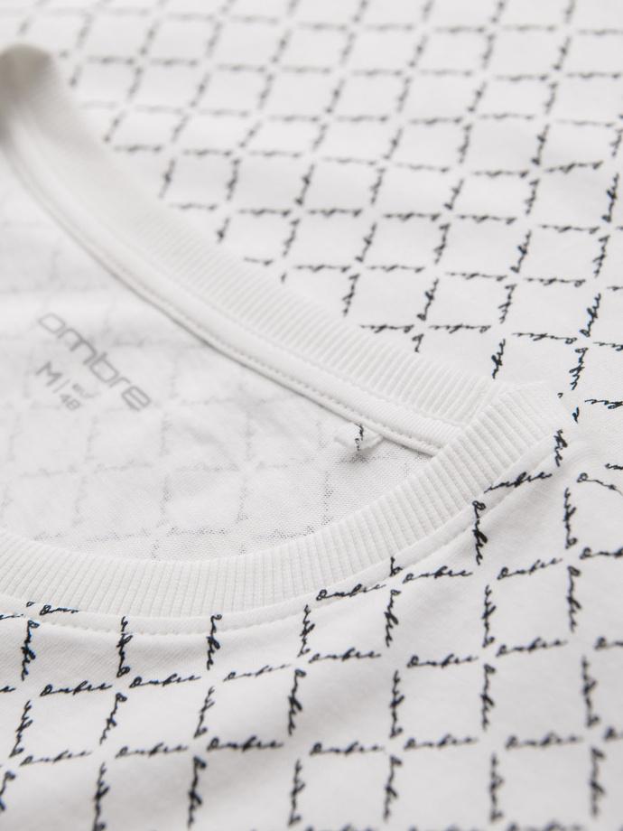 Pánske pletené tričko s celoplošnou potlačou - biele V3 OM-TSFP-0250