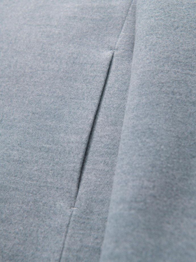 Men's coat with high collar and asymmetrical fastening - grey melange V1 OM-COWC-0141