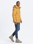 Men's insulated jacket with hood - mustard V2 OM-JAHP-0128
