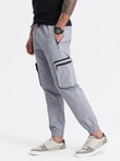 Men's JOGGER pants with stand-off and zippered cargo pockets - light grey V8 OM-PAJO-0135