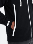 Men's unbuttoned hooded sweatshirt - black V2 OM-SSZP-22FW-006