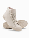 Men's high-top sneakers shoes with rubber toe - cream V1 OM-FOSH-0138