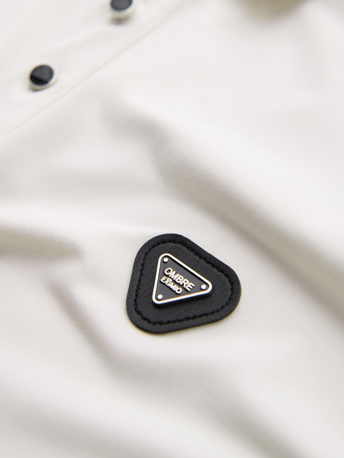 Tricou polo elegant pentru bărbați din material elastic - crem V2 OM-POSS-0150