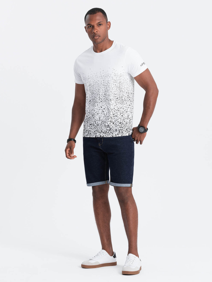 Tricou bărbătesc din bumbac cu imprimeu gradient - alb V1 OM-TSPT-22SS-001