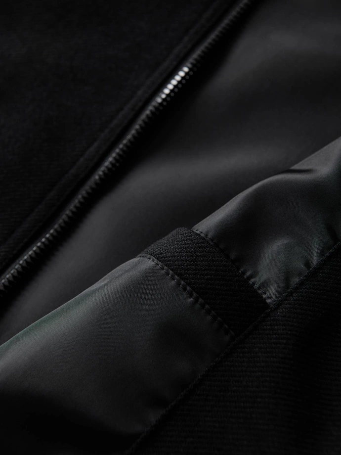 Jachetă bomber cu mâneci raglan pentru bărbați - negru V1 OM-JANP-0159