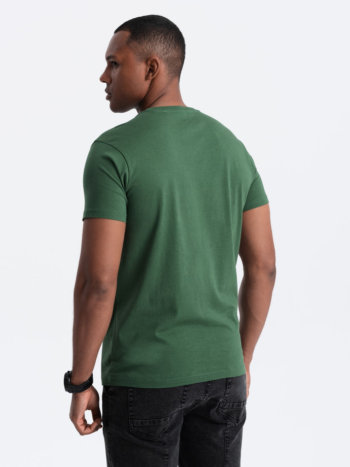 Men's cotton t-shirt with large inscription - green V1 OM-TSPT-0193