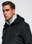 Men's lightweight jacket with mesh lining and hood - black V4 OM-JANP-0149