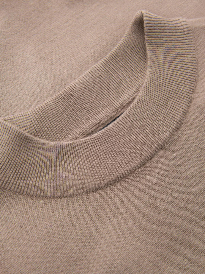 Tricot bărbătesc cu guler înalt cu viscoză - bej închis V3 OM-SWTN-0125