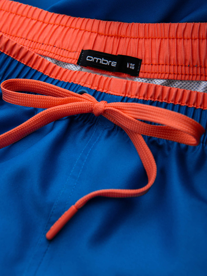 Men's two-tone ribbed swim shorts - dark blue V5 OM-SRBS-0141