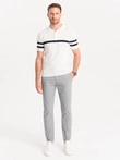 Pánske chino nohavice s ozdobným pásom - sivé V6 OM-PACP-0118