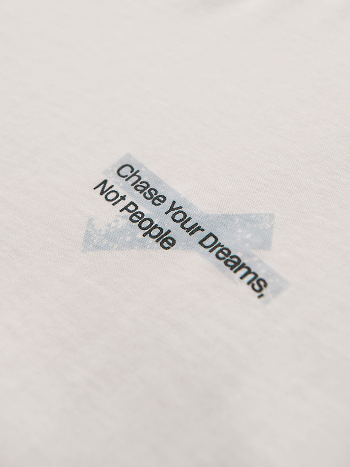 Tricou bărbătesc din bumbac cu logo dublu imprimat - alb V1 OM-TSPT-0211 