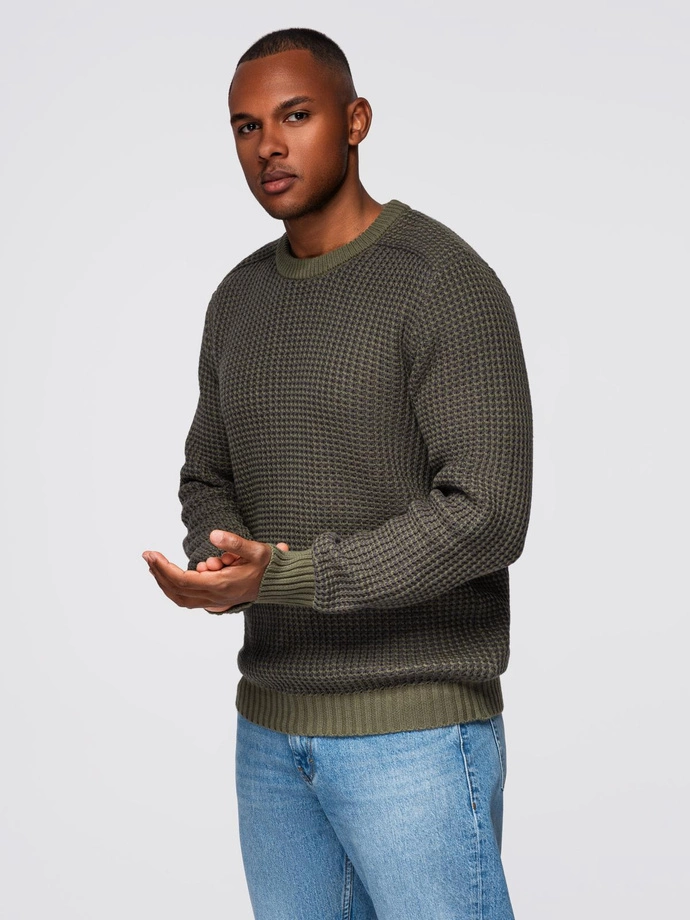 Knitted monochrome men's viscose cardigan - navy blue V1 OM-SWCD-0126 