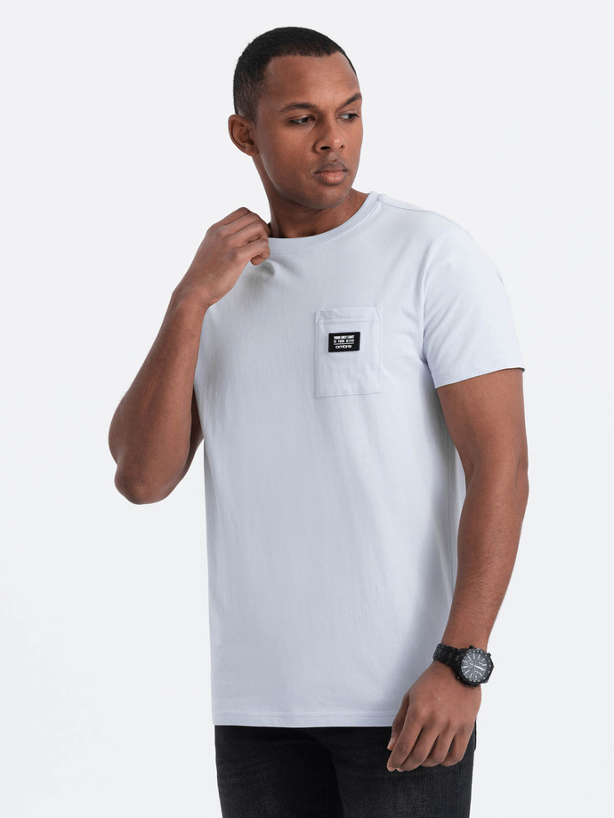 Men's casual t-shirt with pocket patch - blue V9 OM-TSCT-0109