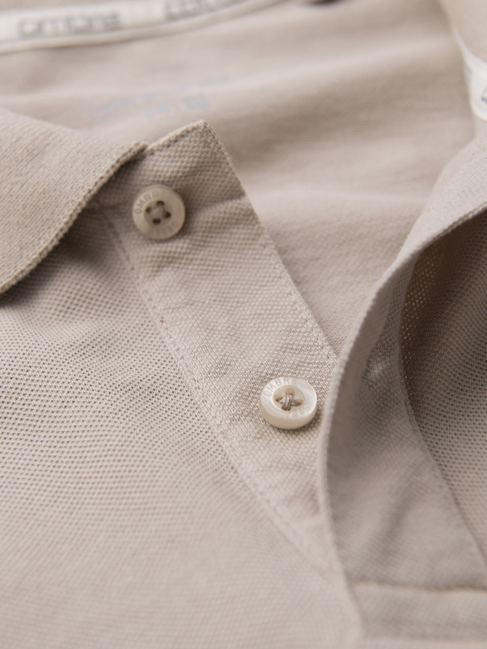 BASIC men's single color pique knit polo shirt - dark beige V5 OM-POBS-0100