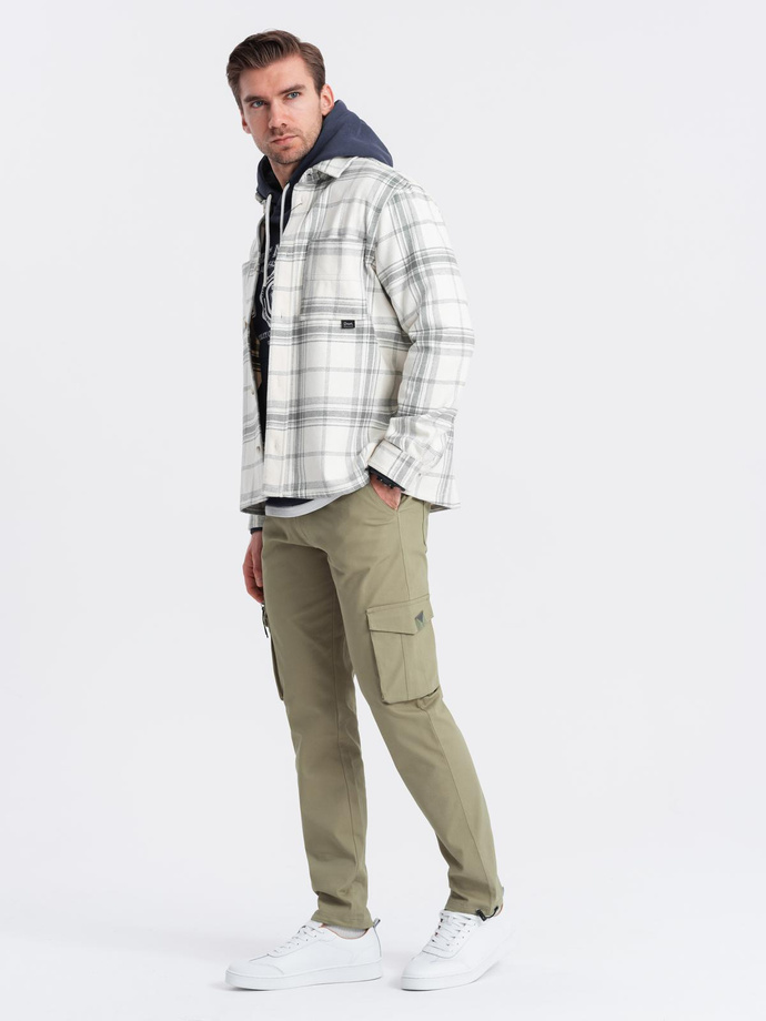 Men's STRAIGHT LEG cargo pants with triangle pocket pin - olive V2 OM-PACG-0196