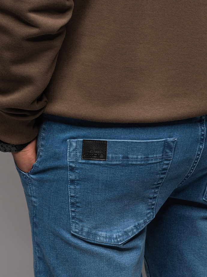 Pantalon sport bărbătesc din denim cu bordură - albastru V3 OM-PADJ-0156