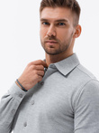 Men's long sleeve knit shirt - gray V5 K540