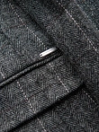 Elegant men's plaid blazer with wool blend - grey V1 OM-BLZB-0137