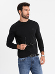 Pánske tričko SLIM FIT s dlhým rukávom, elastanom a potlačou - čierne V1 OM-LSBC-0124