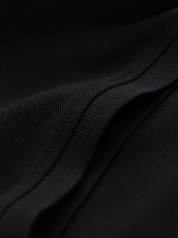 BASIC tricou polo pentru bărbați, tricou piqué monocolor - negru V1 OM-POBS-0100