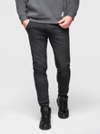 Men's denim jogger pants with drawstring waistband - black V4 OM-PADJ-0242