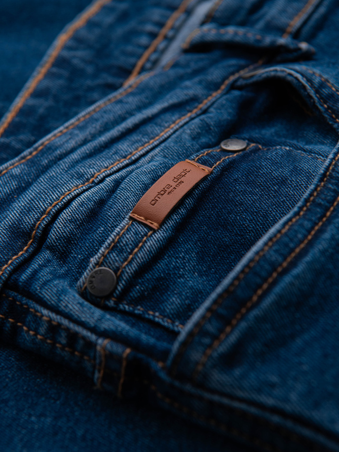 Pantaloni JOGGERS bărbătești din denim cu evazare clasică - albastru V2 OM-PADJ-0265