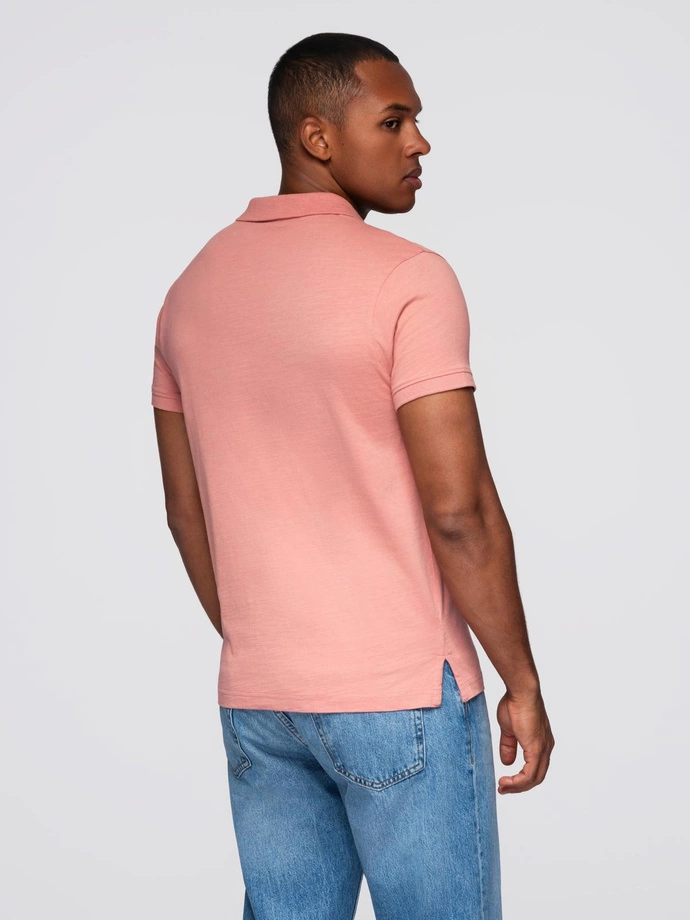 Classic cotton knit polo shirt - pink V4 OM-POWS-0142