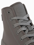 Men's high top sneakers with zipper for easy donning - dark beige V3 OM-FOTH-0184