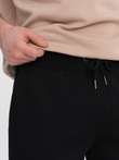 Men's sweatpants with stitching and zipper on leg - black V1 OM-PASK-0147