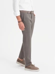 Men's REGULAR FIT chino pants with fine texture - gray V1 OM-PACP-0184