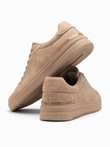 Pantofi unisex casual bărbătești eco nubuc - maro deschis V1 OM-FOCS-0151