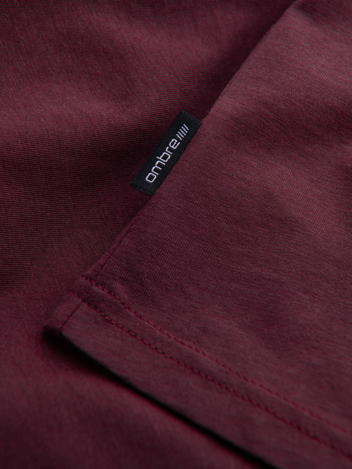 Klasické bavlnené pánske tričko BASIC - bordová V10 OM-TSBS-0146