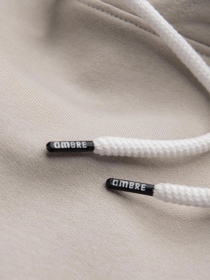 Hanorac cu glugă BASIC kangaroo pentru bărbați - bej deschis V1 B1674