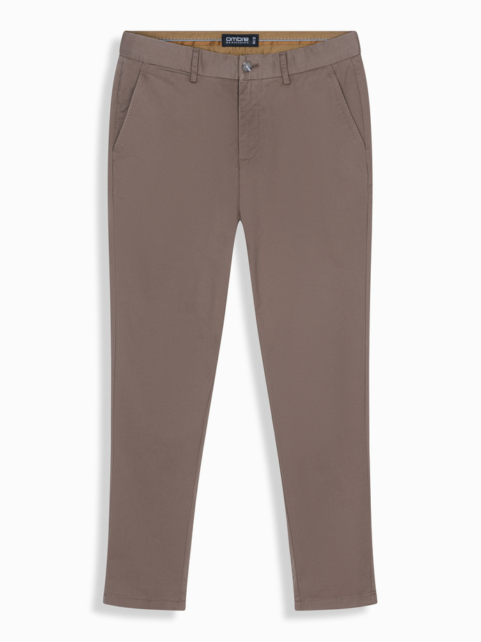 Vyriškos uniforminės chino kelnės REGULAR FIT - rudos V1 OM-PACP-0183