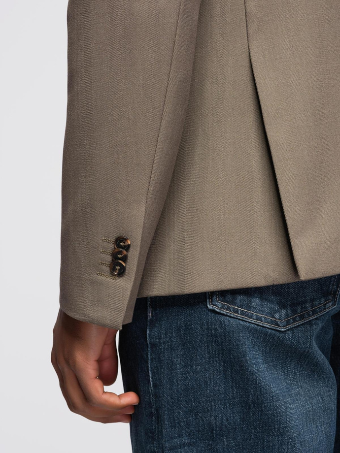 Jachetă elegantă SLIM FIT pentru bărbați cu raion - verde măsliniu V5 OM-BLZB-0135