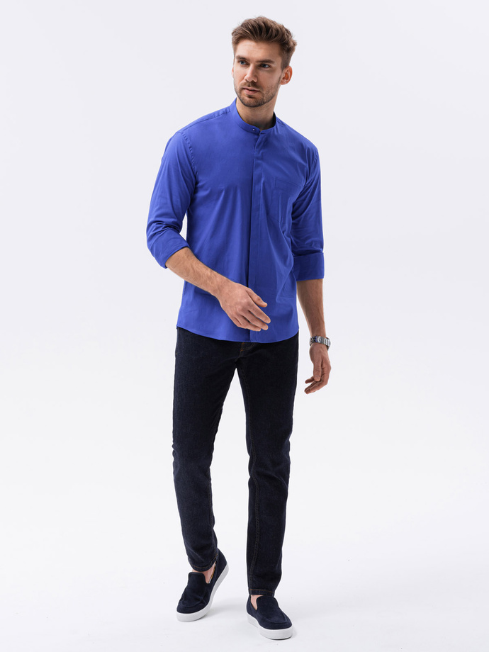 Men's elegant shirt with long sleeves - blue K307