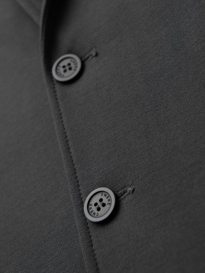 Pánska bunda SLIM z jemne štruktúrovaného úpletu - grafitová V1 OM-BLZB-0101