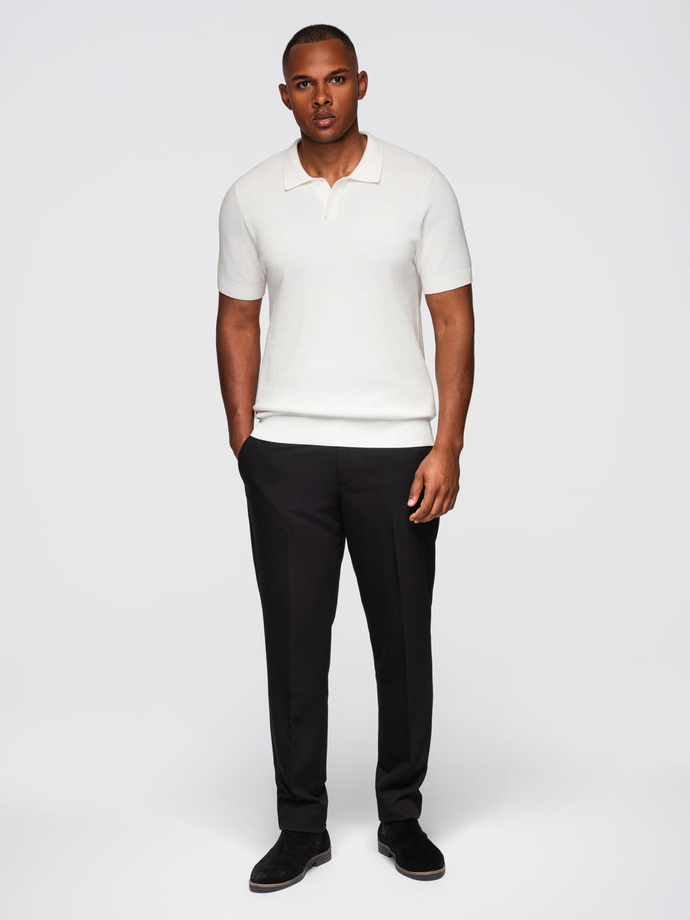 Tricou polo structurat pentru bărbați - maro deschis V3 OM-POSS-0117