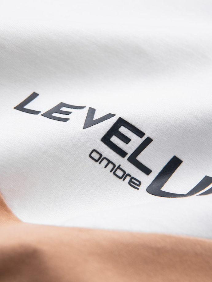 Vyriški medvilniniai marškinėliai su trispalviu logotipu - juodai rudi V3 S1747