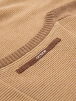 Men's cotton sweater with patch and raglan sleeves - brown V4 OM-SWSW-0121