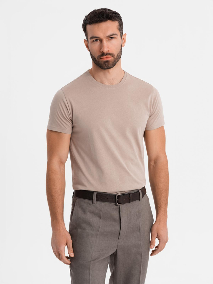 Tricou clasic BASIC din bumbac pentru bărbați - violet V13 OM-TSBS-0146