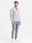 Men's longsleeve with buttons at the neckline - grey melange V8 OM-LSCL-0107