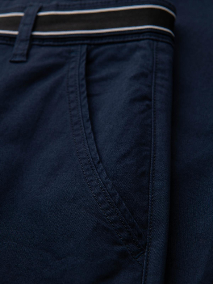 Pantaloni chino pentru bărbați cu talie decorativă - albastru marin V2 OM-PACP-0118