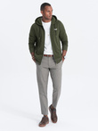 Men's unbuttoned hooded sweatshirt - olive V1 OM-SSZP-22SS-010