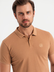 Set tricou polo din bumbac pentru bărbați BASIC - alb/alb/maro deschis V6 OM-POBS-0133
